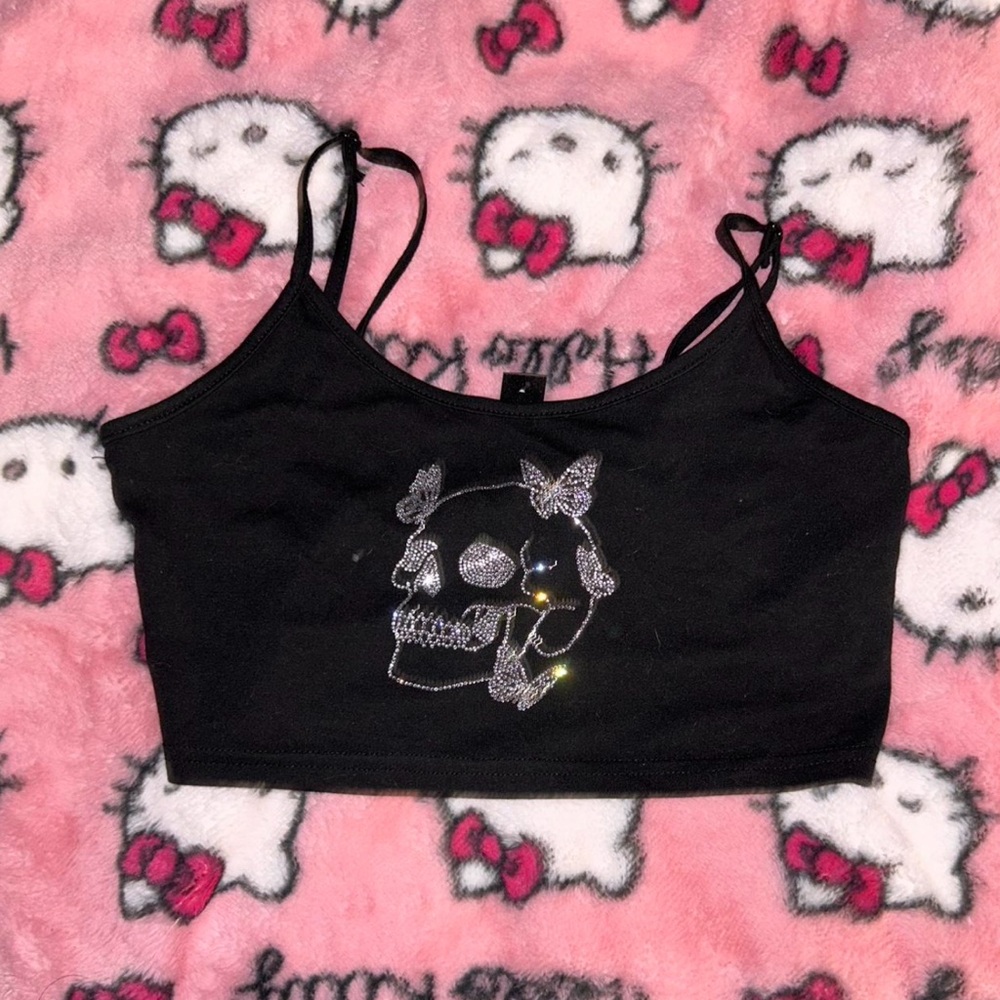 SHEIN Black Camisole with Skull Design